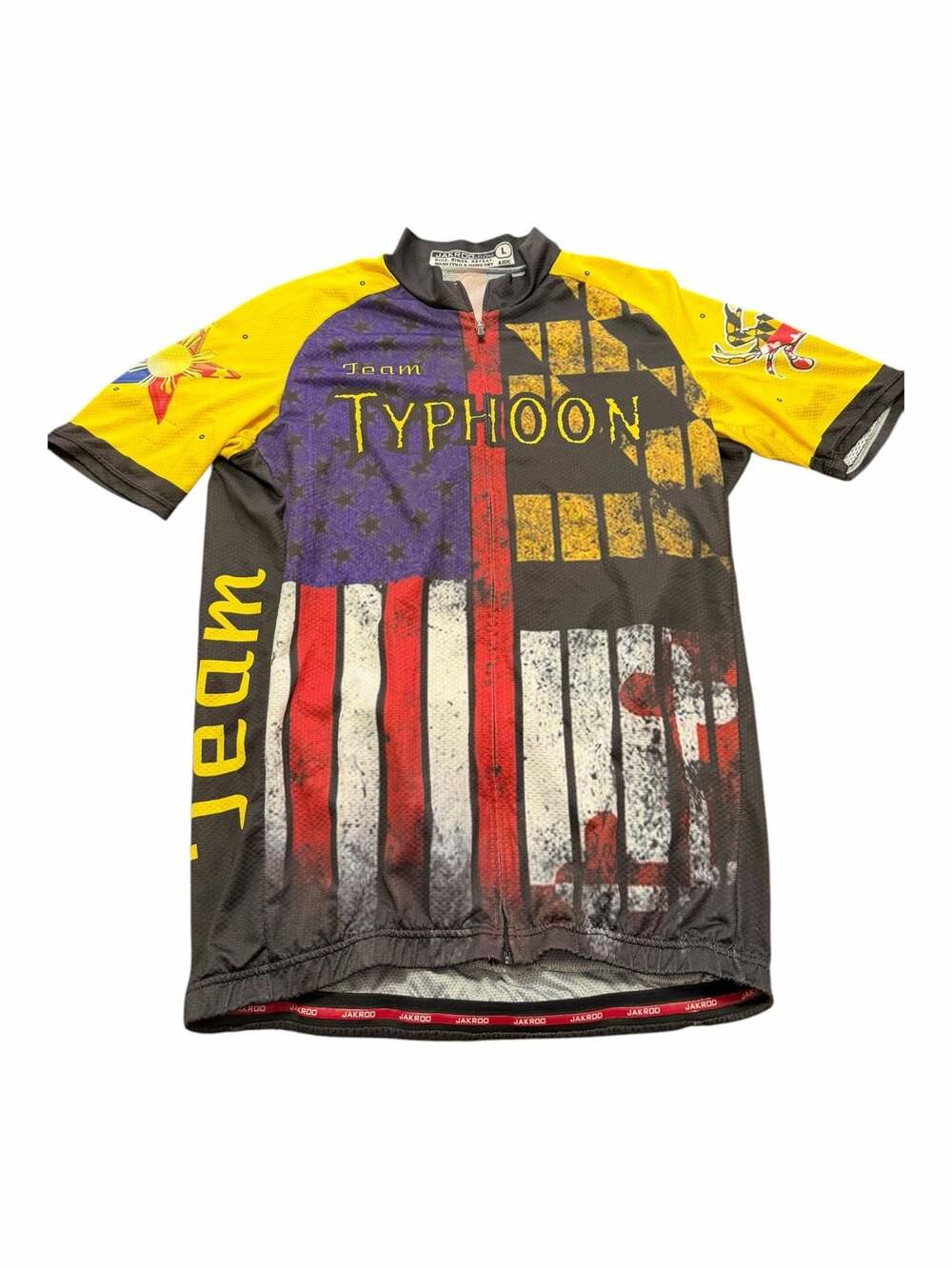 Jakroo Team Typhoon Cycling Jersey Size L Maryland USA Philippines Flag